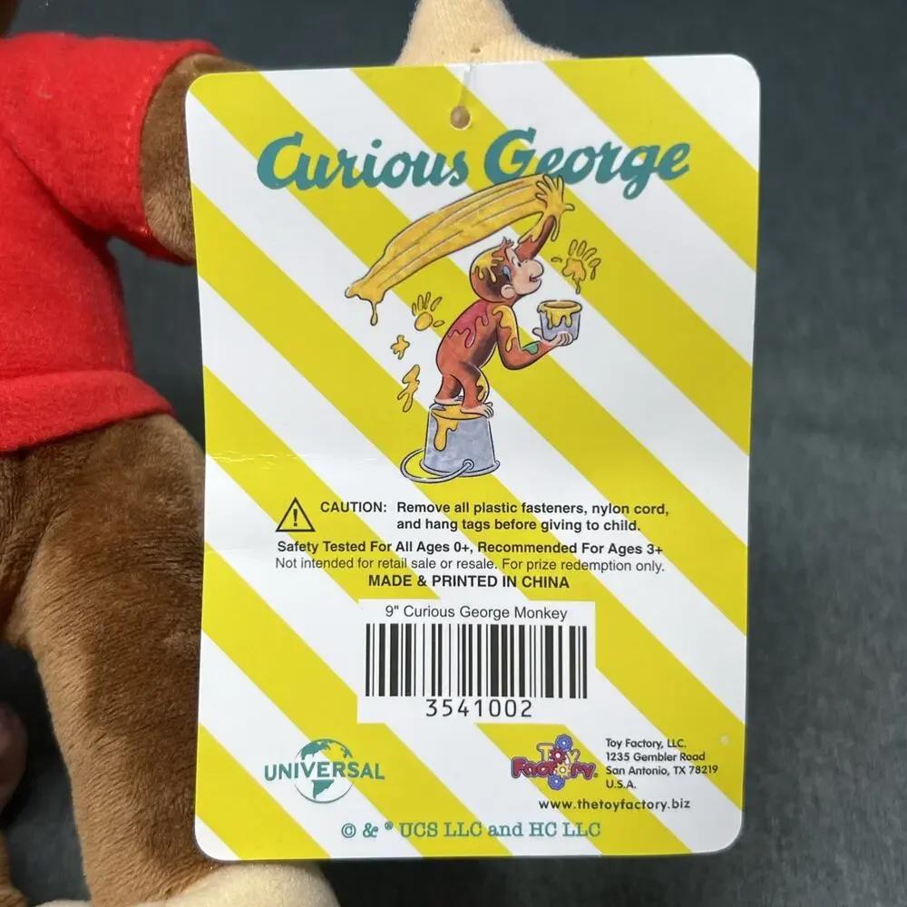 Curious George Plush Toy Network Monkey Stuffed Animal Claw Machine NWT